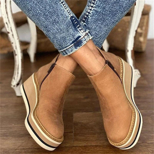 Jenna - Damen Plateaustiefel mit Zippverschluss