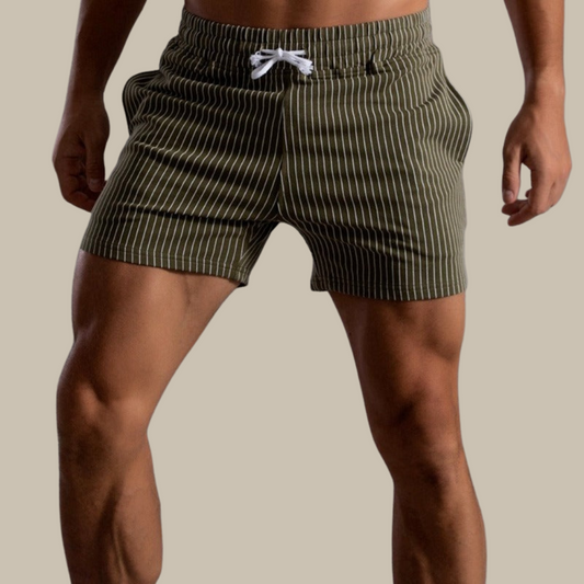 Luuk - Rippe Schwimmen Kurze Hosen Männer mit Linien Muster Polyester Retro & schnell trocknend