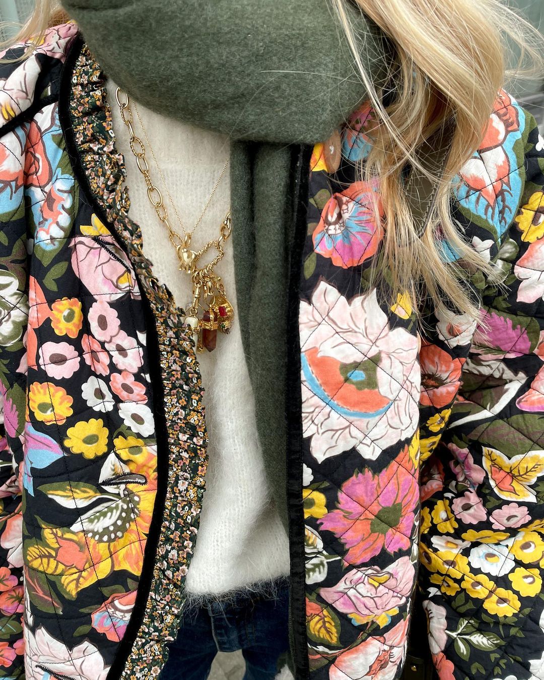 Lissa - Gefütterter mantel mit Blumendruck für Frauen