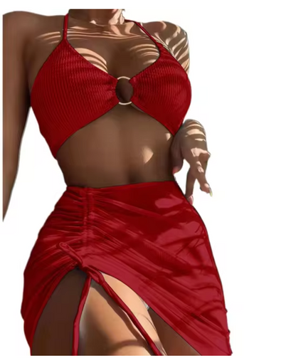 Yheng - 3-teilige Bademode Bikini mit hoher Taille
