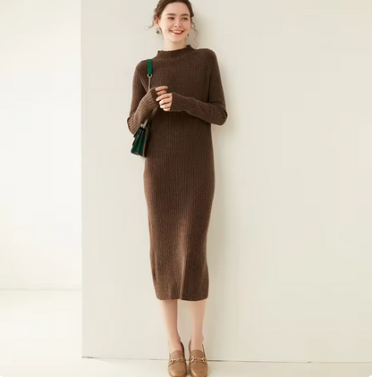 Monina - Kleid aus reiner Wolle bis zur Mitte der Wade