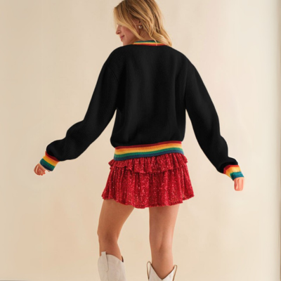 MERRY & BRIGHT Pullover mit geripptem Rundhalsausschnitt