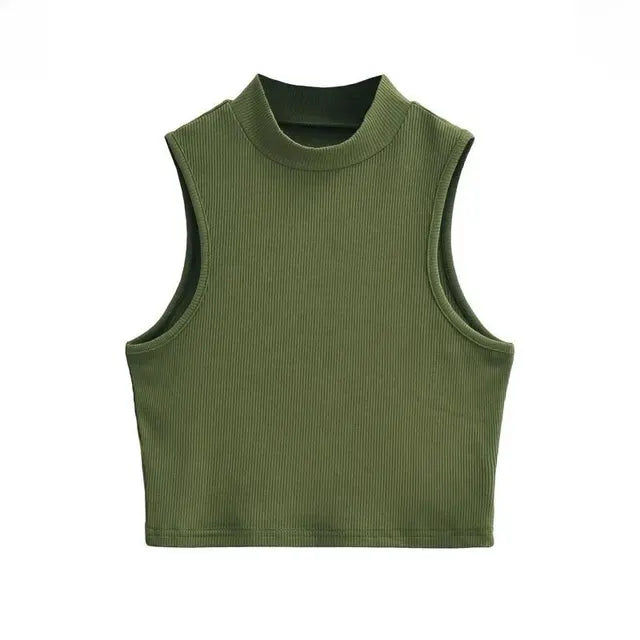 Daisy - Damen Retro-Sport-Top mit enger Passform, hohem Halsausschnitt und ärmellos