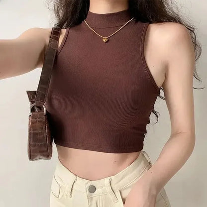 Daisy - Damen Retro-Sport-Top mit enger Passform, hohem Halsausschnitt und ärmellos