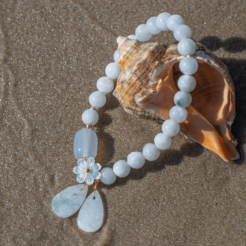 Purity&Harmony weißer Jade und Achat Perlen Armband