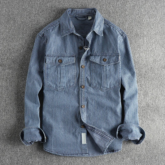 Ethan - Gestreiftes Denim-Hemd
