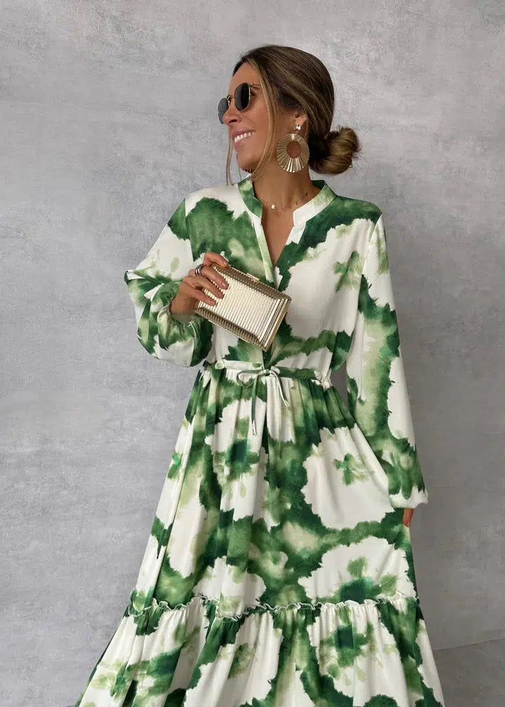 Thalia - kunstvoll bedrucktes Maxikleid für jeden Tag mit Stil
