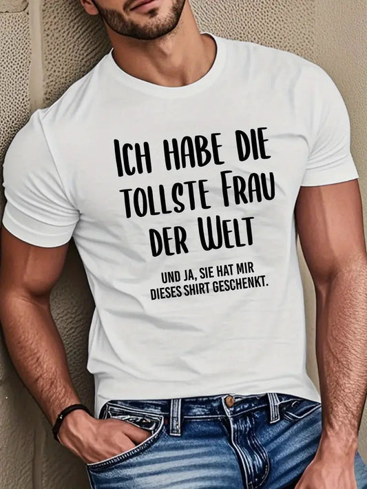 Henry - 'Ich habe die tollste Frau der Welt' T-Shirt mit kurzen Ärmeln mit hohem Halsausschnitt für Männer
