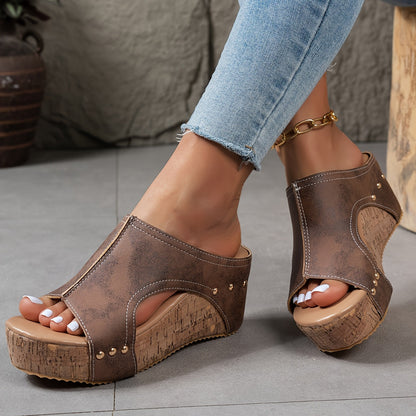 Lieke - zehenoffener Stilettoabsatz Clogs mit Stollen und atmungsaktivem Leder