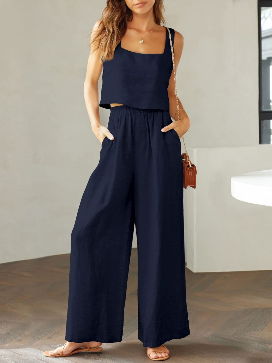 Lily - Gekürztes Tanktop und Hose mit weitem Bein Satz