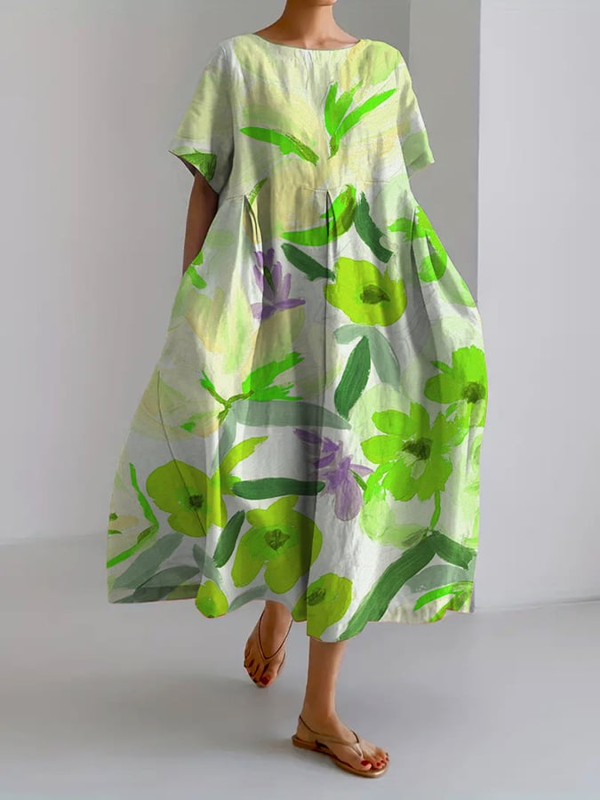 Dayana - lockeres Freizeitkleid für Frauen im Retro-Blumenmuster