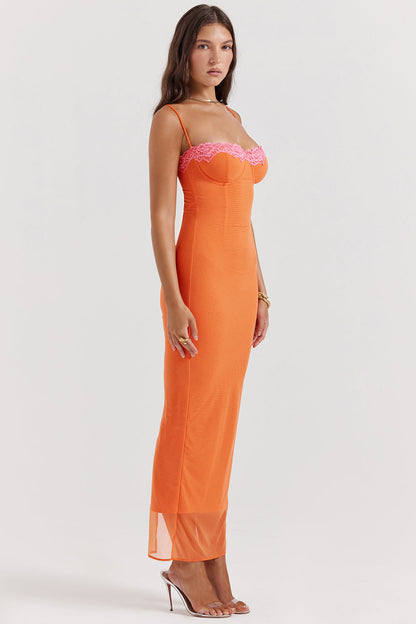 Brielle - Maxikleid in Flammenorange