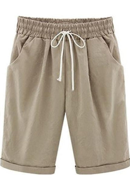 Nikki - Frauen lässig Sommer Urlaub lose Baumwolle Shorts Hosen mit Taschen und Kordelzug