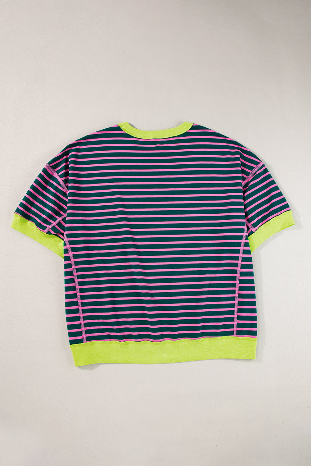 Anna - Horizontal gestreiftes, locker sitzendes T-Shirt mit Kontrastbesatz und weiten, kurzen Ärmeln