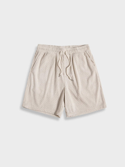 Victor - Leinen Sommerurlaub Zweiteiliges Set aus Button Up Shirt mit kurzen Ärmeln und elastischen Shorts für Männer