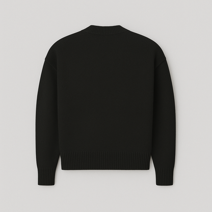 PARIS Strickpullover mit Herz und Buchstabe A - Unisex, Rundhalsausschnitt, Uni-Farben