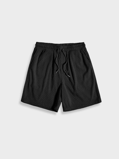 Victor - Leinen Sommerurlaub Zweiteiliges Set aus Button Up Shirt mit kurzen Ärmeln und elastischen Shorts für Männer