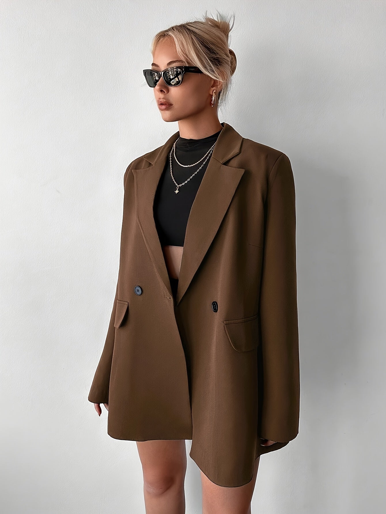 Janneke - Mokkabrauner Blazer in Überdimensionale für Frauen
