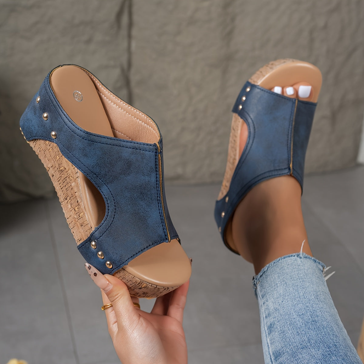 Lieke - zehenoffener Stilettoabsatz Clogs mit Stollen und atmungsaktivem Leder