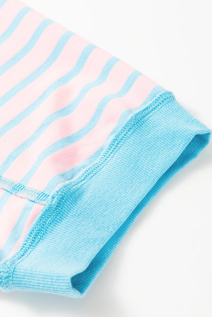 Anna - Horizontal gestreiftes, locker sitzendes T-Shirt mit Kontrastbesatz und weiten, kurzen Ärmeln