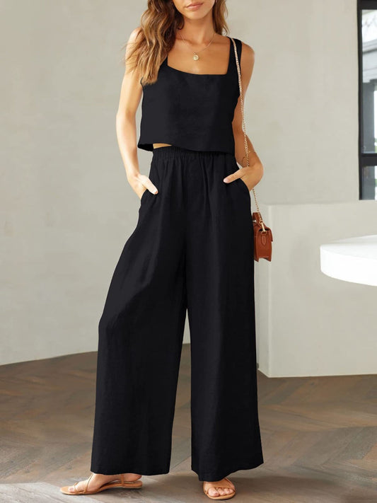Lily - Gekürztes Tanktop und Hose mit weitem Bein Satz