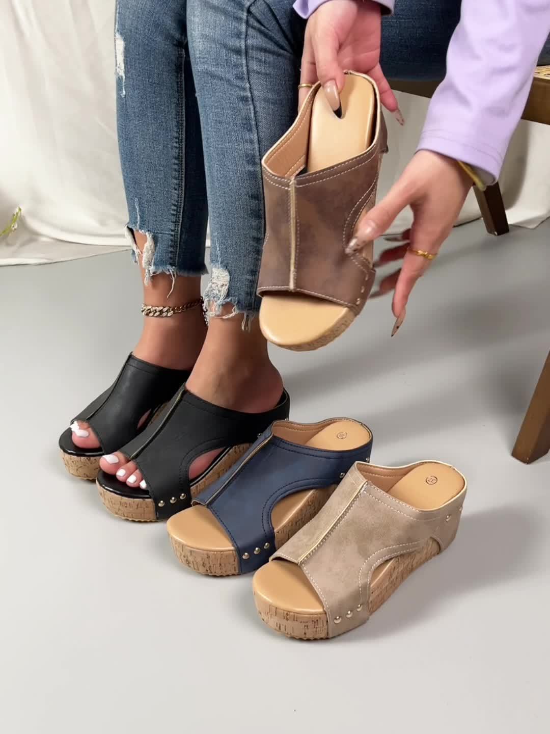 Lieke - zehenoffener Stilettoabsatz Clogs mit Stollen und atmungsaktivem Leder