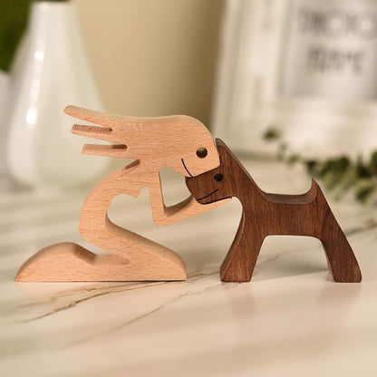 Handgefertigte hölzerne Hundeskulptur für Herrchen und Frauchen und den liebsten Vierbeiner