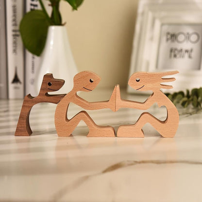 Handgefertigte hölzerne Hundeskulptur für Herrchen und Frauchen und den liebsten Vierbeiner