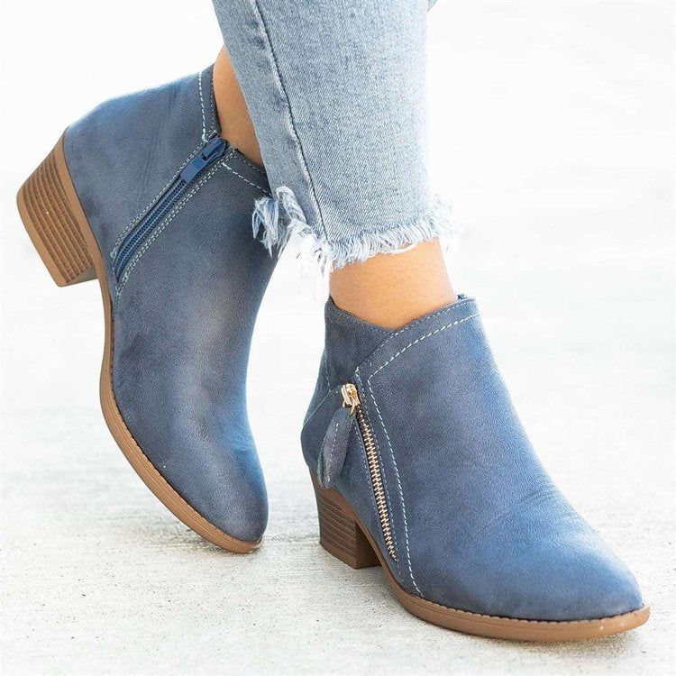 Gabrielle - Damenstiefel Wildleder Plateau Absätze