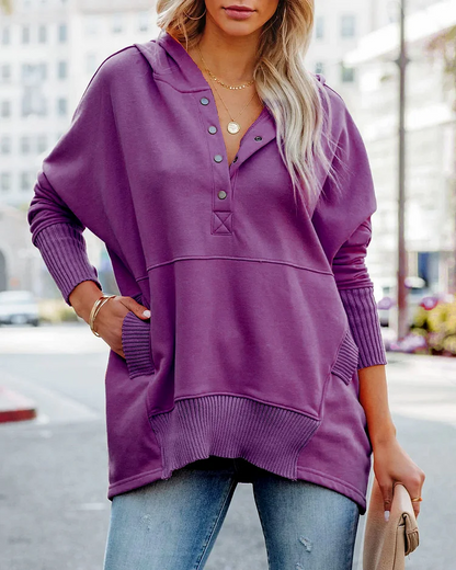 Avalon - Lässiges Sweatshirt mit Fledermausärmeln und schmalem V-Ausschnitt