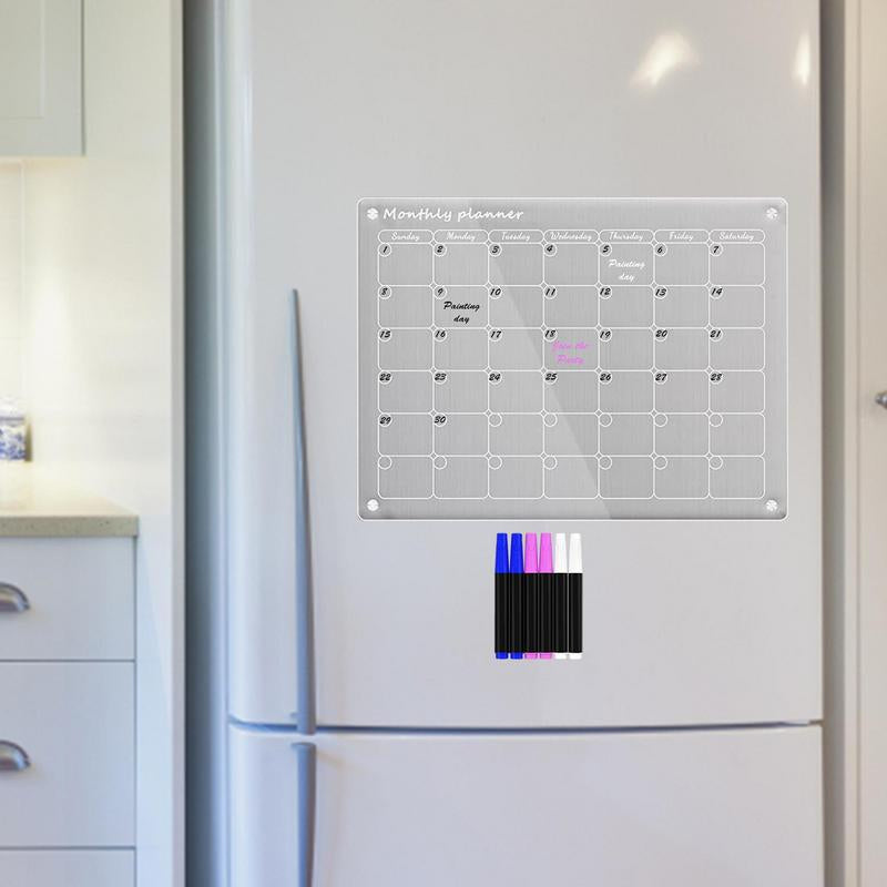 2 Stück MagnaPlan Magnetischer Monats- und Wochenkalender mit 8 farbigen Markern für den Kühlschrank
