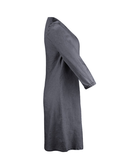 Tess - Kurzes Denim-Kleid mit V-Ausschnitt und halben Ärmeln