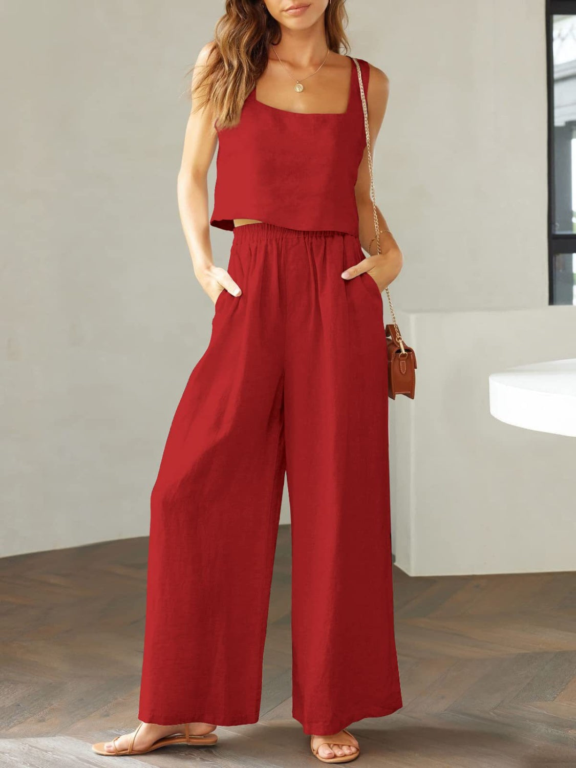 Lily - Gekürztes Tanktop und Hose mit weitem Bein Satz