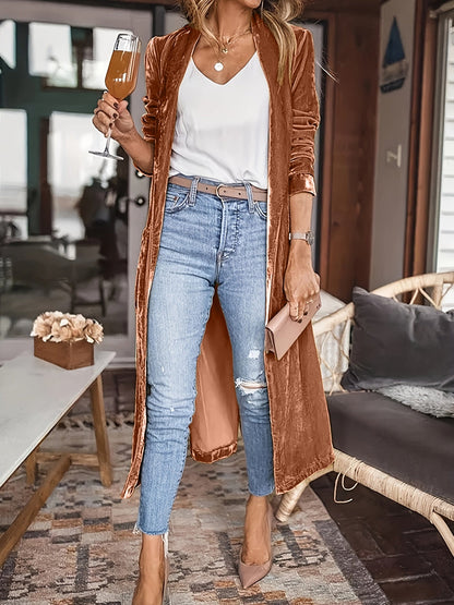 Mila - Weiches Wildleder Lange öffnen elegante Strickjacke weste