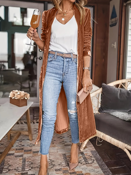 Mila - Weiches Wildleder Lange öffnen elegante Strickjacke weste