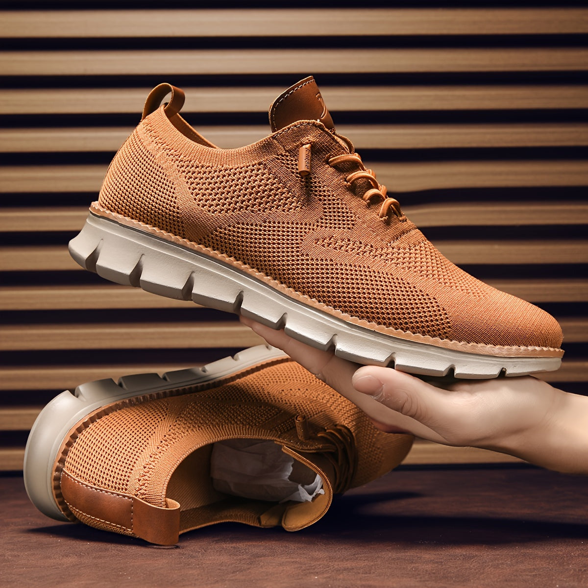 Johan - Gewebte modische orthopädische Herrenschuhe mit Schnürsenkeln