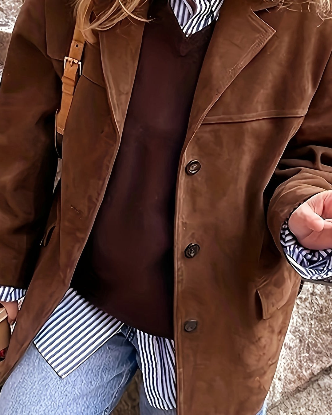 Rose - Klassische Vintage-Wildlederjacke