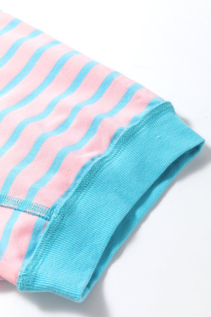 Anna - Horizontal gestreiftes, locker sitzendes T-Shirt mit Kontrastbesatz und weiten, kurzen Ärmeln