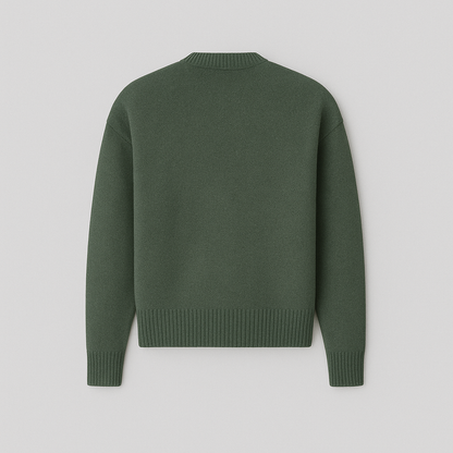 PARIS Strickpullover mit Herz und Buchstabe A - Unisex, Rundhalsausschnitt, Uni-Farben