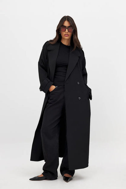 Claire - eleganter langer Trenchcoat mit doppelreihigem Knopfverschluss
