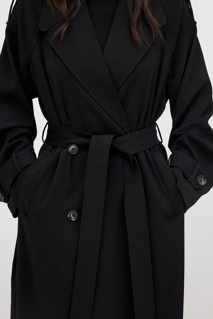 Claire - eleganter langer Trenchcoat mit doppelreihigem Knopfverschluss