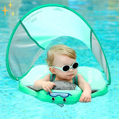 Mirabella Shopping 200002073 Grün PRO MamboBaby™ 100% sicherer BabyFloat™ | Lassen Sie Ihr Baby gefahrlos das Wasser genießen | Vorübergehend Inkl. GRATIS Sonnenschirm im Wert von €30,-.