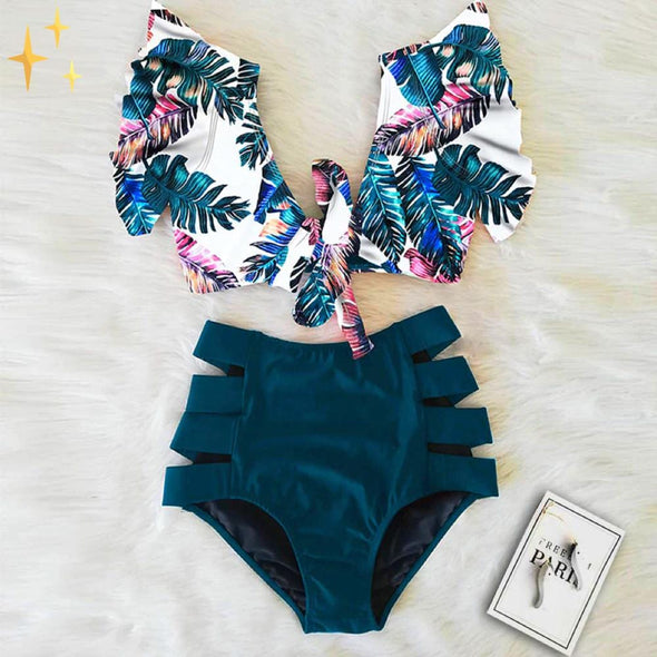 Mirabella Shopping 200004279 Mirabella™ Flora Bikini mit höher Taille Unterteil + Oberteil | Der schillerndste Bikini für den Sommer