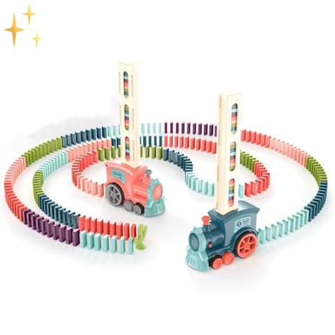 Mirabella Shopping DE 0 1 + 1 GRATIS (Blau + Rosa Zug) RideIt™ Domino Placer in Form eines fahrenden Zuges | Unendlicher Spaß und lehrreiche Spiele für Ihre Kinder | Vorübergehend 1 + 1 FREE