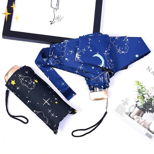 Mirabella Shopping DE 100004777 2x SPECIAL EDTION: Starry Sky - AUSVERKAUFT / 1 + 1 KOSTENLOS Storm™ UPF>50+ Mini-Regenschirm im Telefongröße | Nie mehr vom Regen durchnässt werden, immer vorbereitet! | Vorübergehend 1 + 1 KOSTENLOS