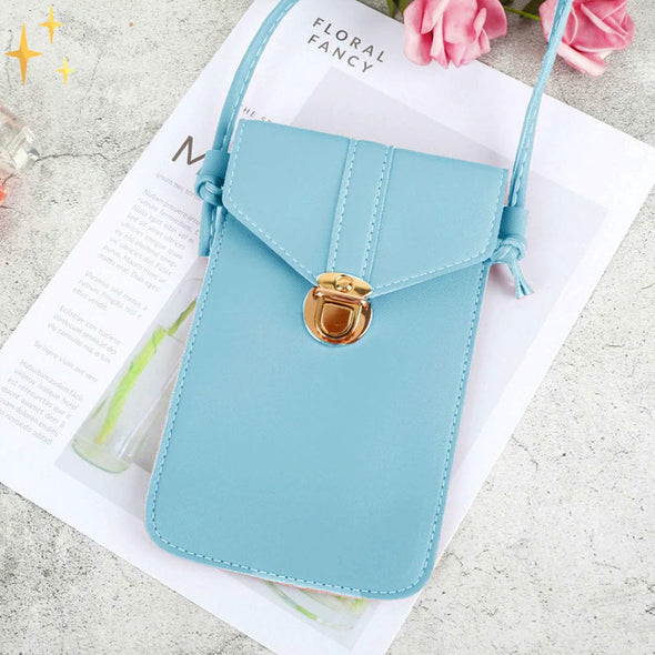 Mirabella Shopping DE 152405 Lichtblau - AUSVERKAUFT TouchPurse™ Touchscreen Umhängetasche aus Kunstleder | Genießen Sie Ihr Mobiltelefon so lange wie möglich | Vorübergehend 1+1 FREE