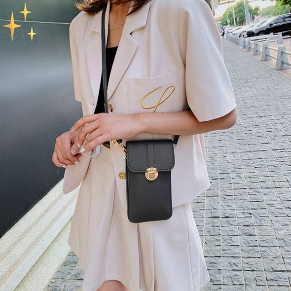 Mirabella Shopping DE 152405 Schwarz TouchPurse™ Touchscreen Umhängetasche aus Kunstleder | Genießen Sie Ihr Mobiltelefon so lange wie möglich | Vorübergehend 1+1 FREE