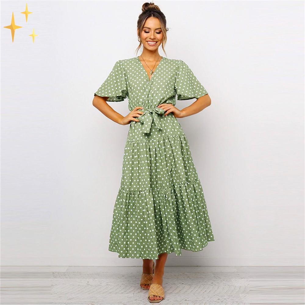 Mirabella Shopping DE 200000347 70% RABATT / Grün / S Mirabella™ Butterfly Polka Dot Dress | Ein wunderschöner Look für diese Saison