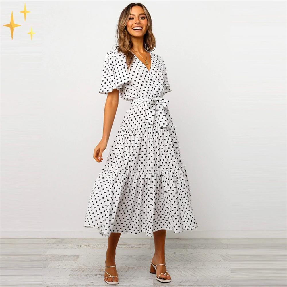 Mirabella Shopping DE 200000347 70% RABATT / Weiß / S Mirabella™ Butterfly Polka Dot Dress | Ein wunderschöner Look für diese Saison