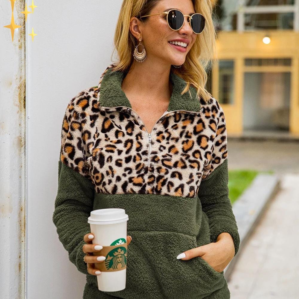 Mirabella Shopping DE 200000373 Mirabella™ Maud Leopard Fleece Sweater | Wunderbar warm und modisch durch den Winter